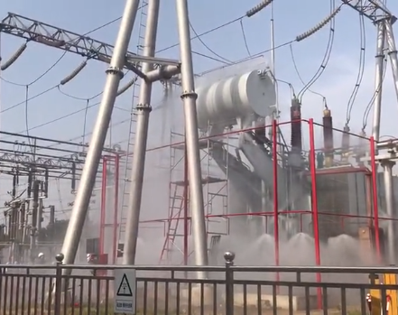 许昌变电站高压细水雾灭火系统的试验视频